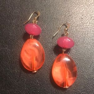 Pink & Orange teardrop earrings